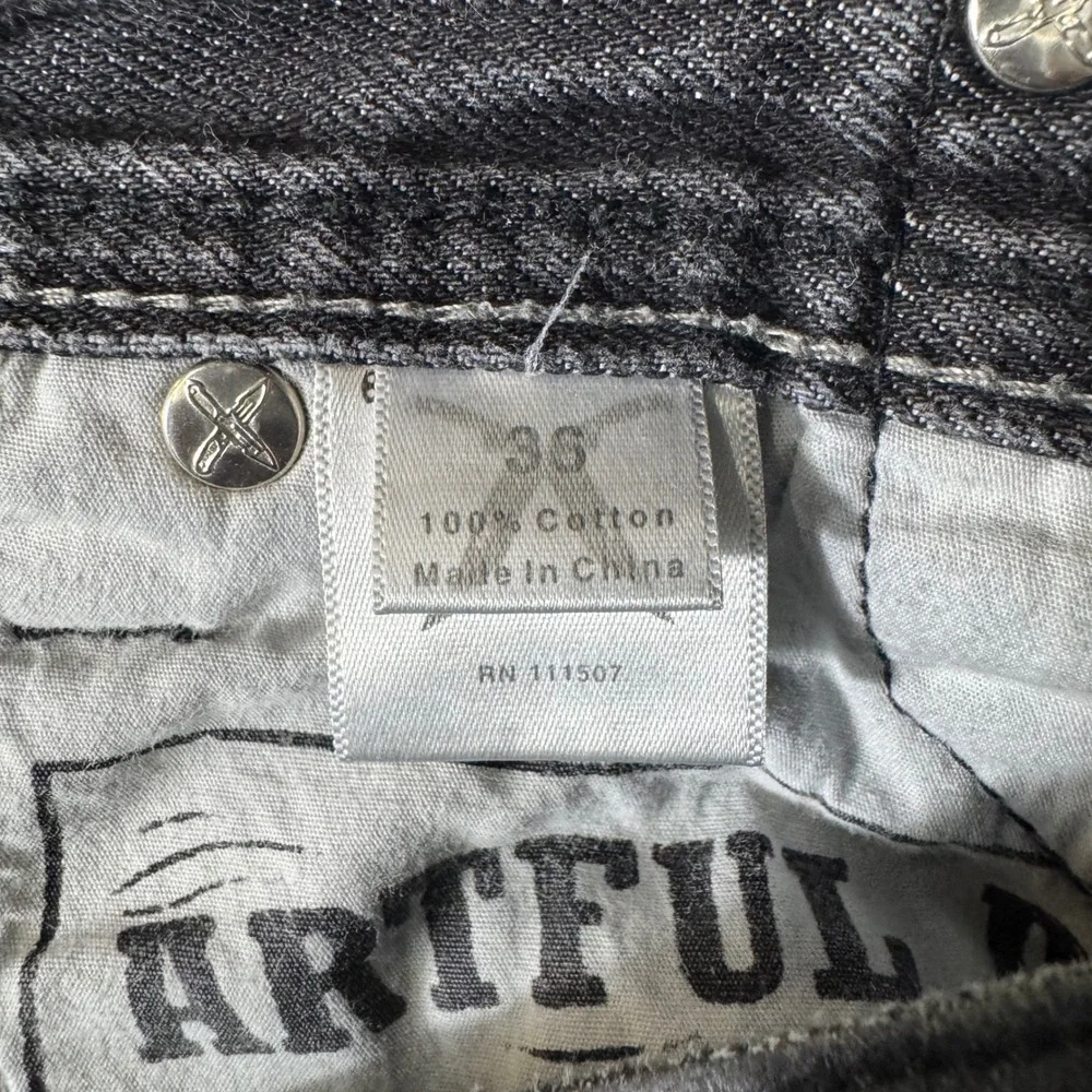 Artful Dodger Straight Leg Mens Jeans 36 Black Excellent Embroidered RN 111507